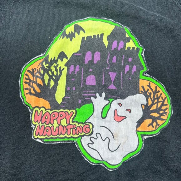 Vintage Kids Halloween Sweatshirt Haunted House Ghost 1980s Jerzees XL 18 Kitsch - Picture 5 of 9